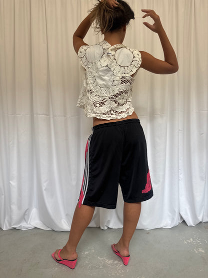 Black Basketball Shorts with Pink Lace
