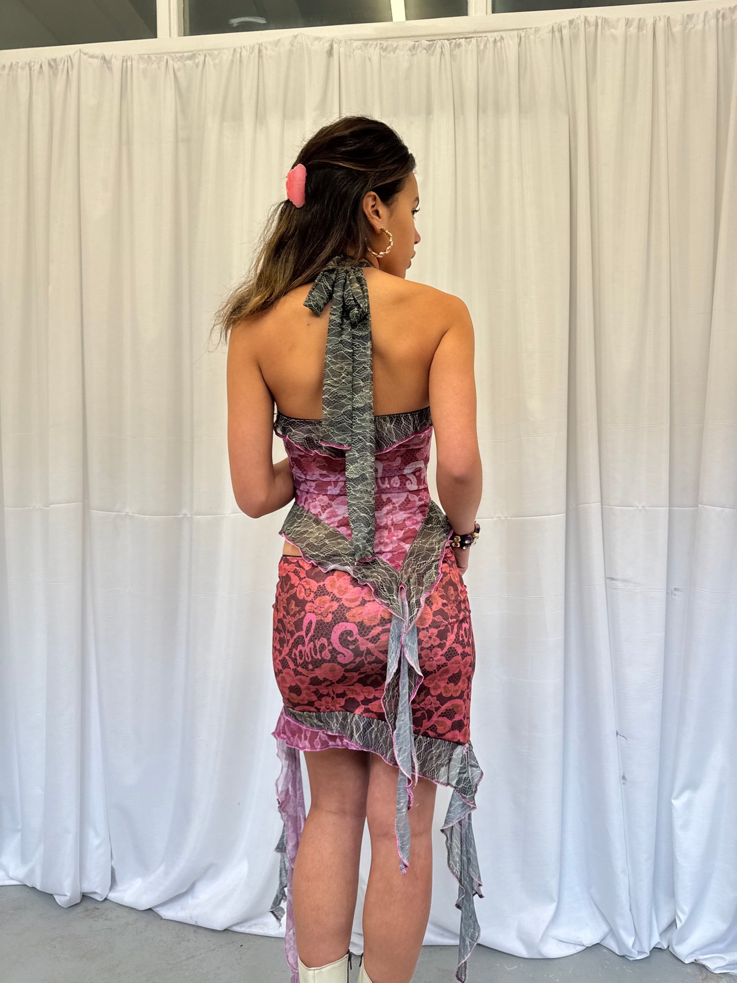 Lace Ruffle Halter Top