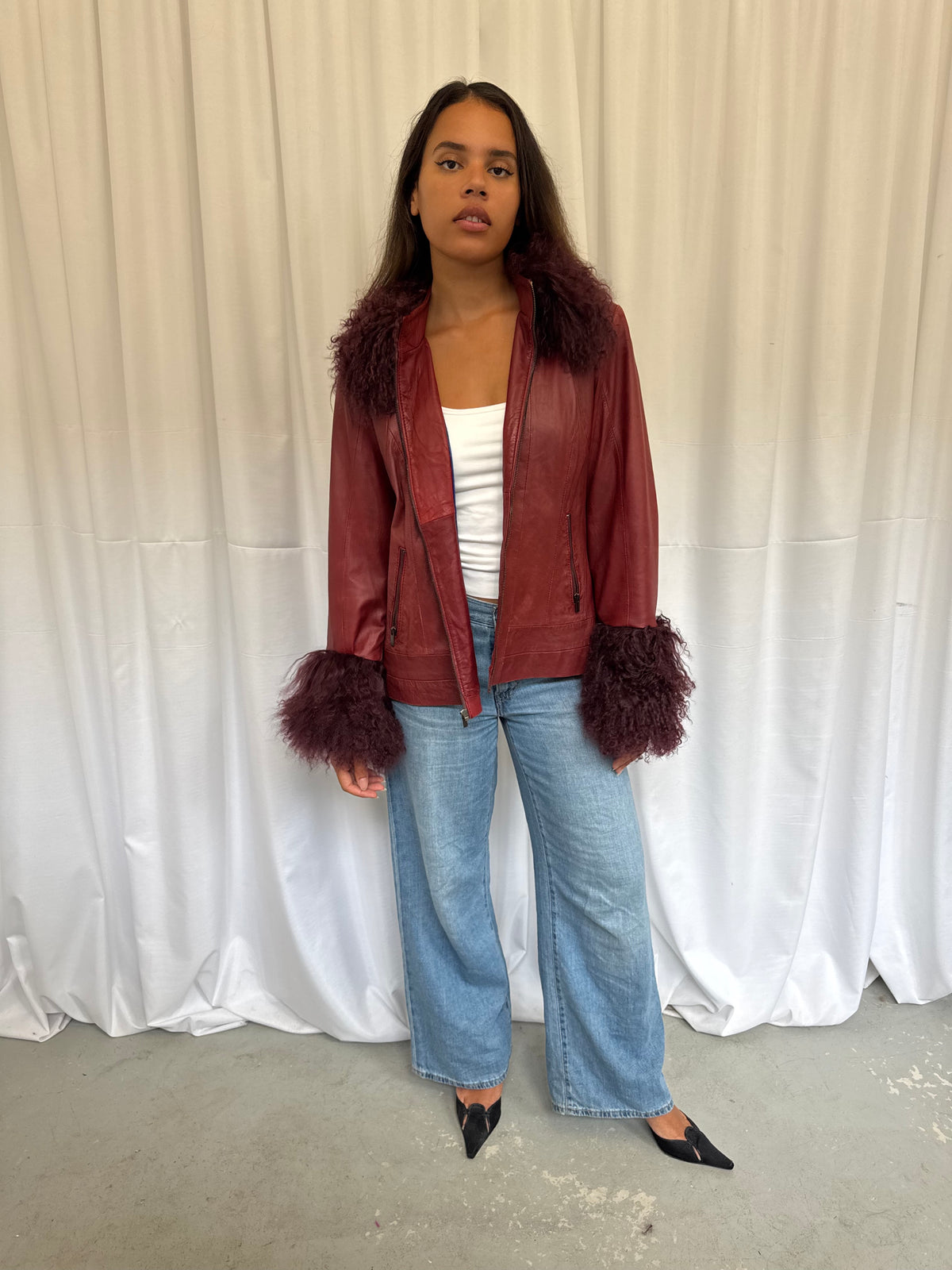 Burgundy Leather Jacket (M)