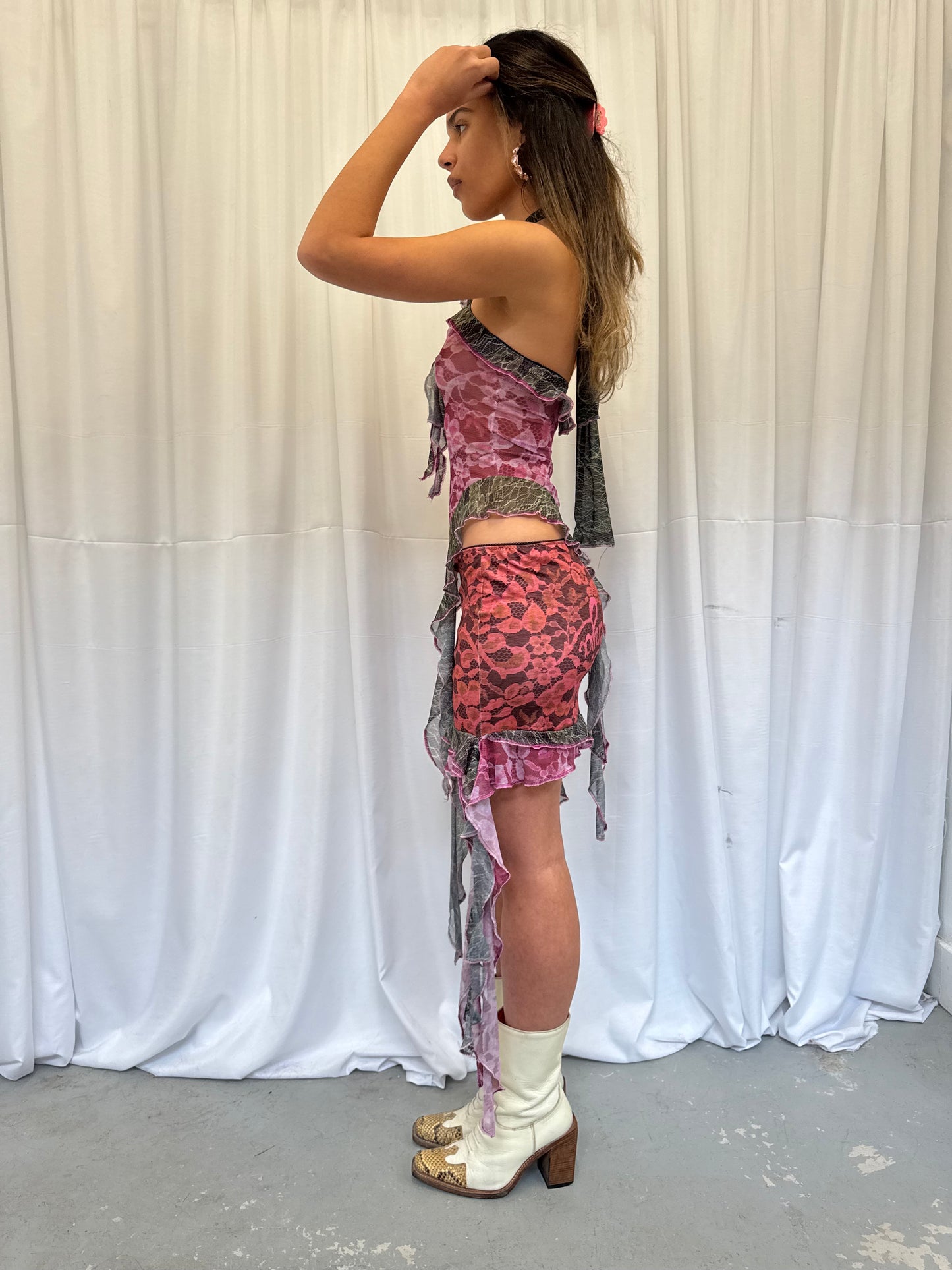 Lace Ruffle Halter Top