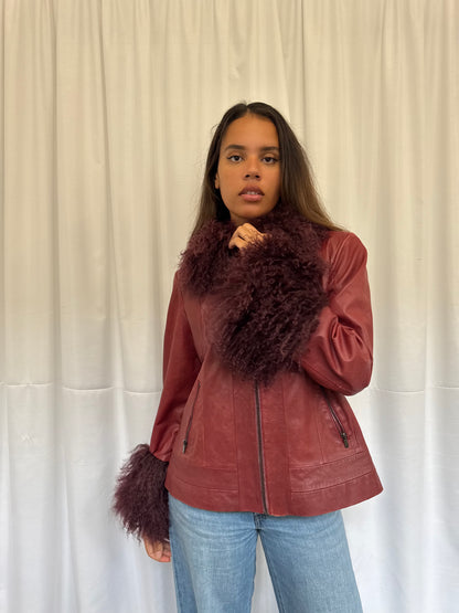 Burgundy Leather Jacket (M)