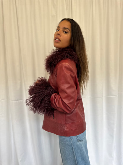 Burgundy Leather Jacket (M)