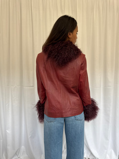 Burgundy Leather Jacket (M)