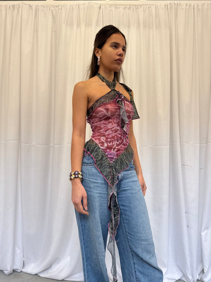 Lace Ruffle Halter Top