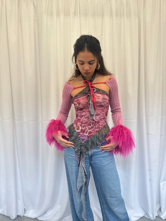 Pink Wool Knit Sleeves - 1/1 piece