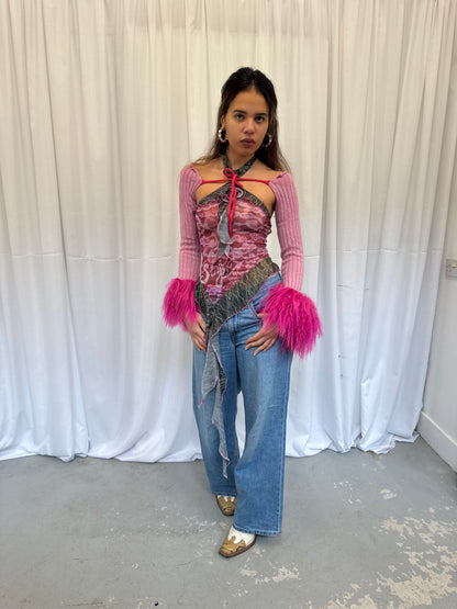 Pink Wool Knit Sleeves - 1/1 piece
