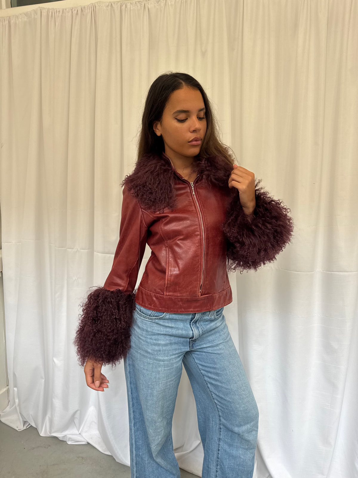 Burgundy Leather Jacket (S)