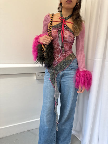 Pink Wool Knit Sleeves - 1/1 piece