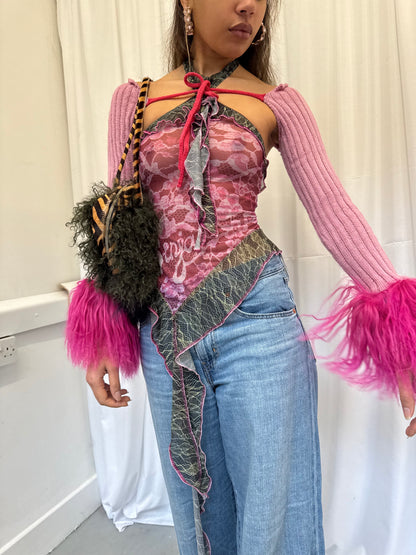 Pink Wool Knit Sleeves - 1/1 piece