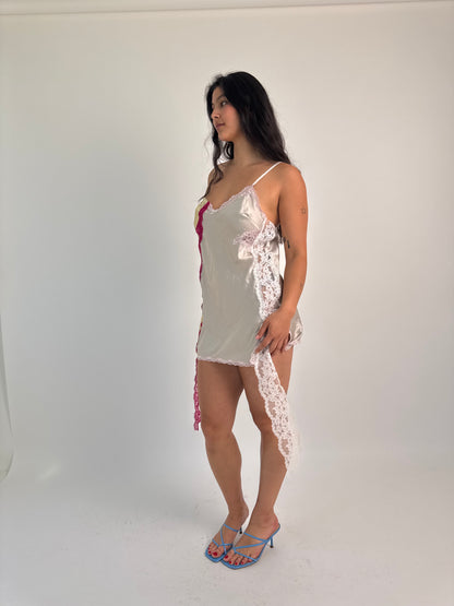 Upcycled yellow and grey dress