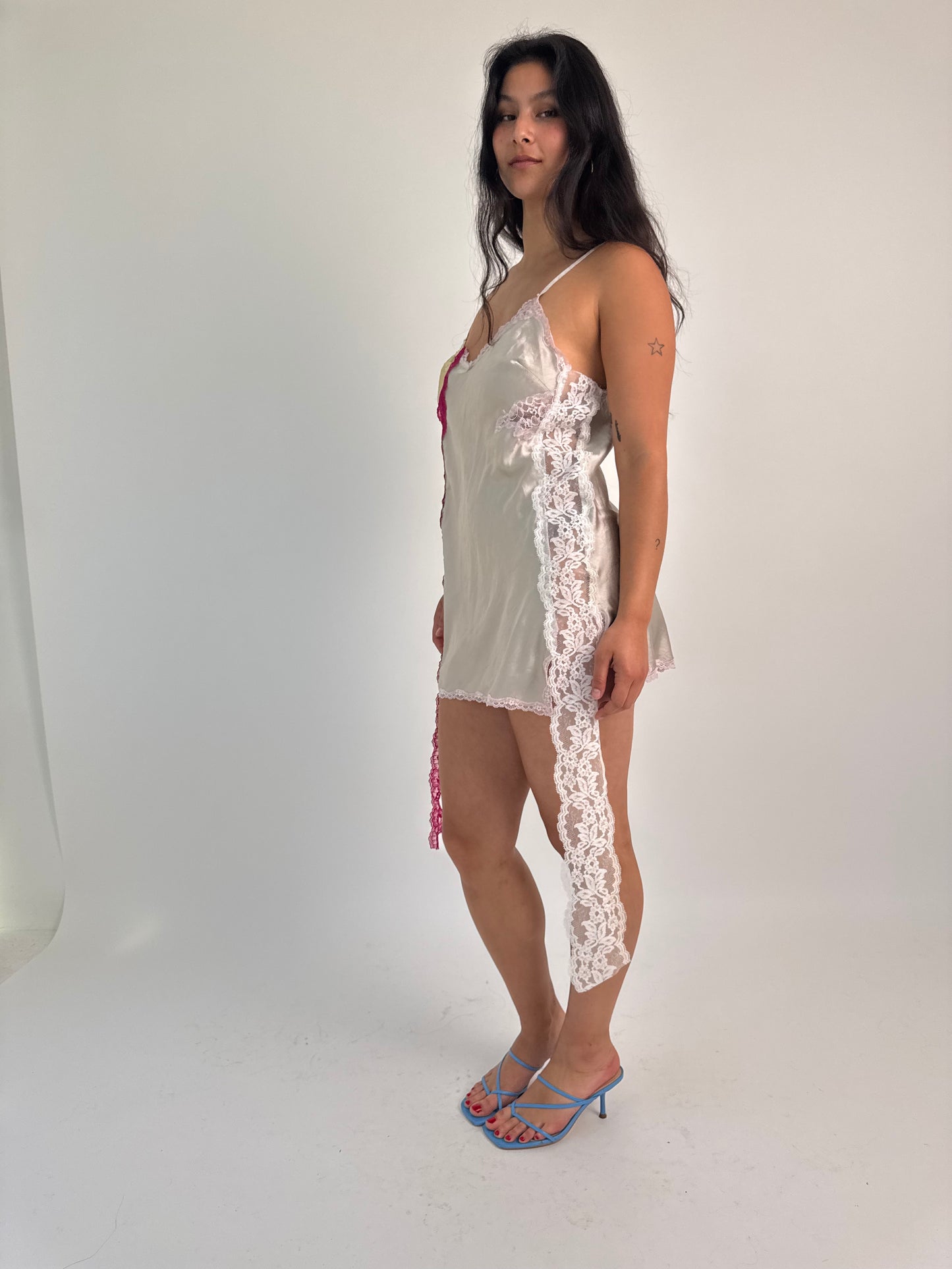 Upcycled yellow and grey dress