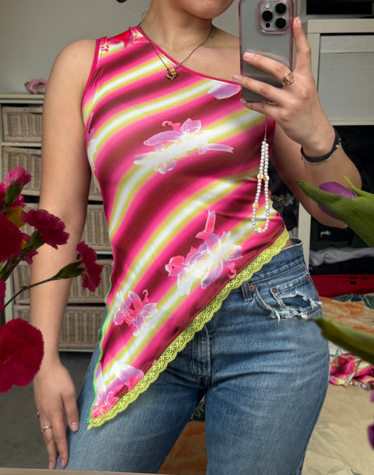 The One Shoulder Pink Lily Top