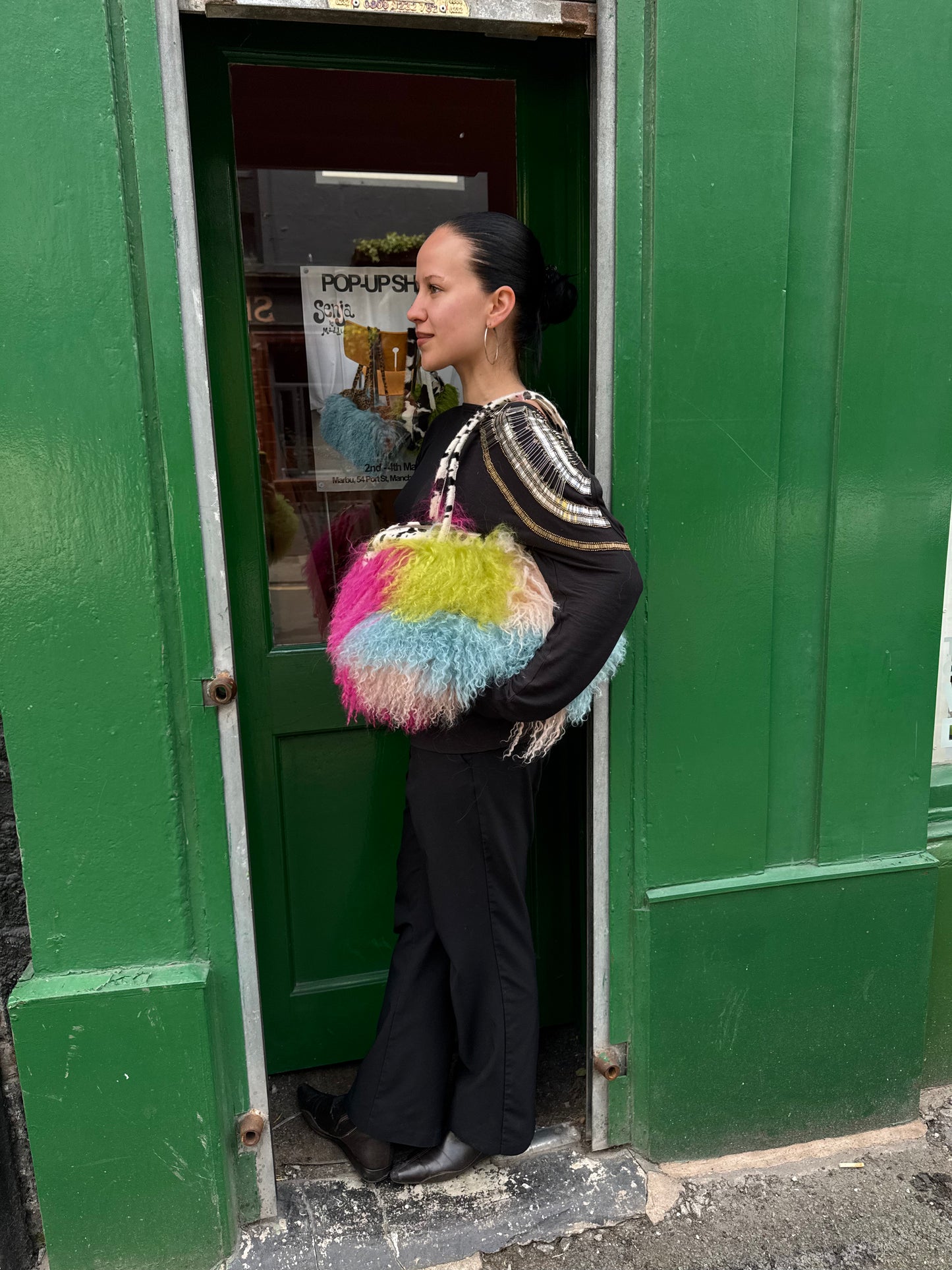 The Dalmatian Patchwork Mongolian Wool Bowler Bag