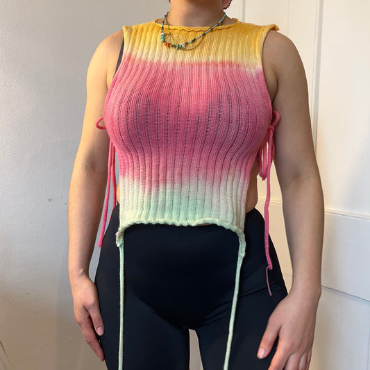 Yellow and Green Gradient Knit Vest