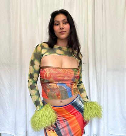 Green Petal Mesh Sleeves