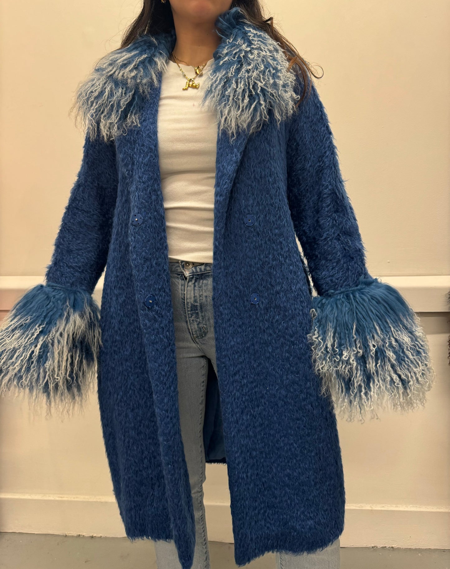 Blue mohair ombré jacket