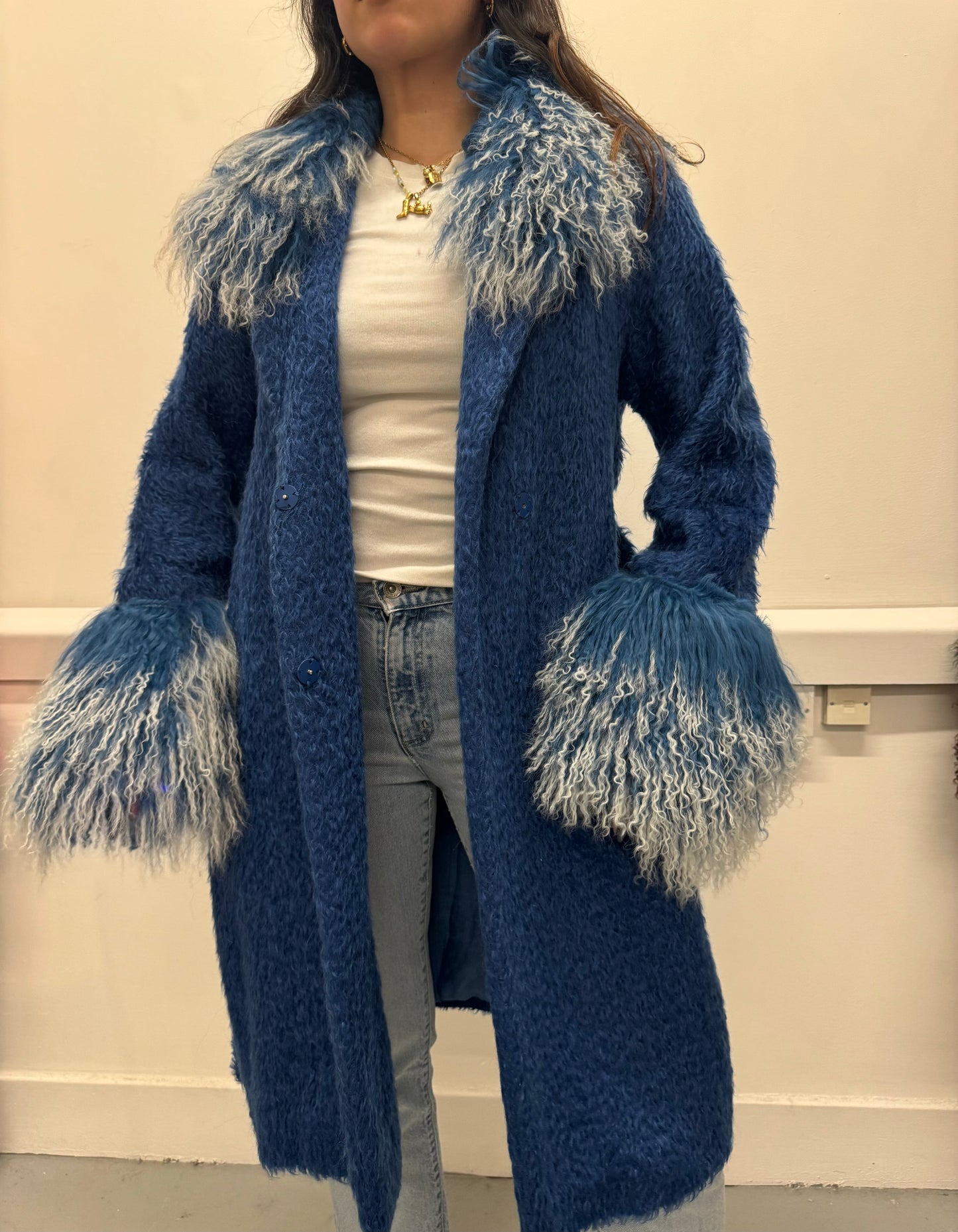 Blue mohair ombré jacket