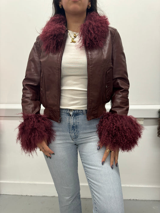 Burgundy bomber jacket