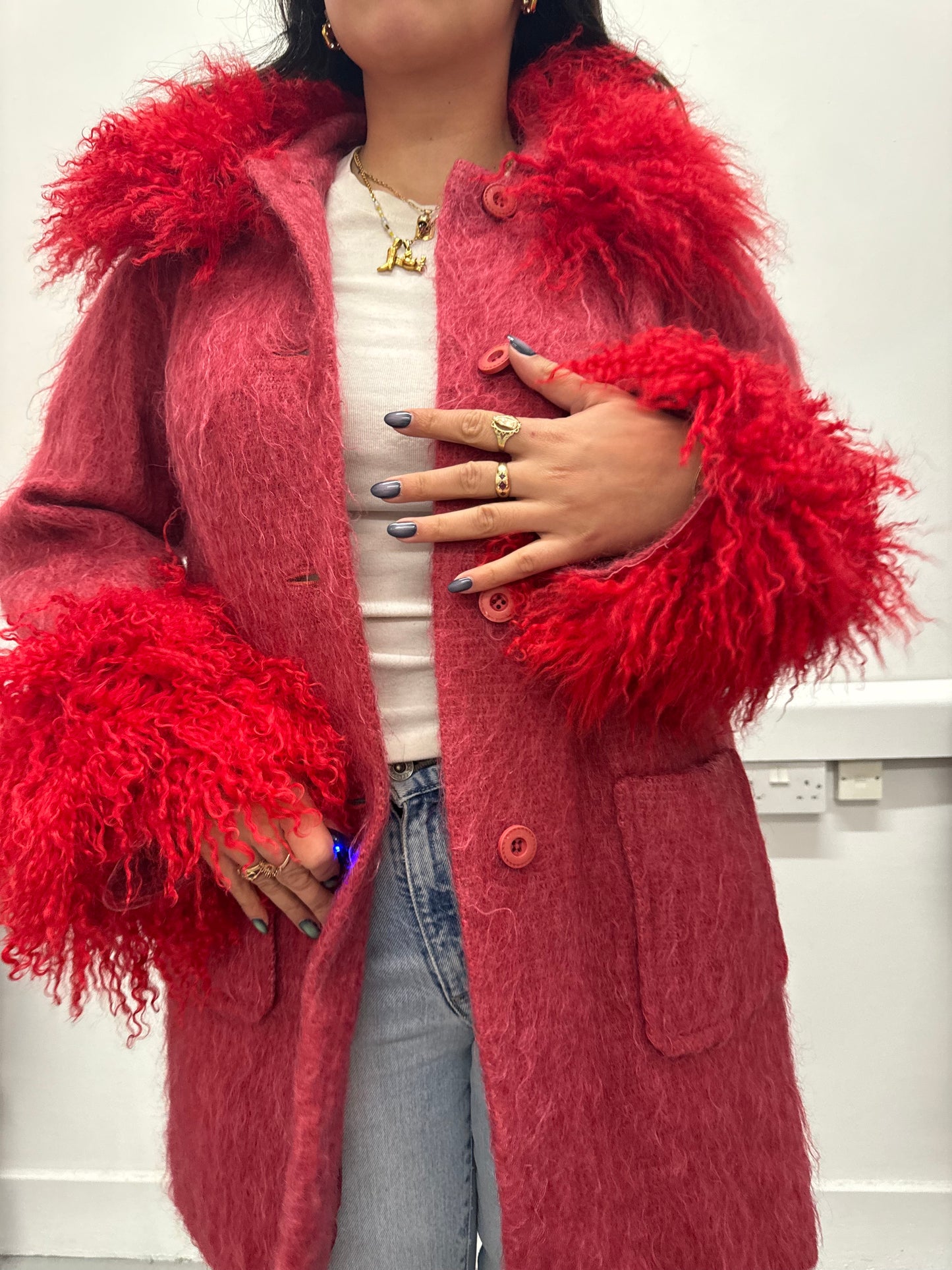 Pink and red mohair jacket