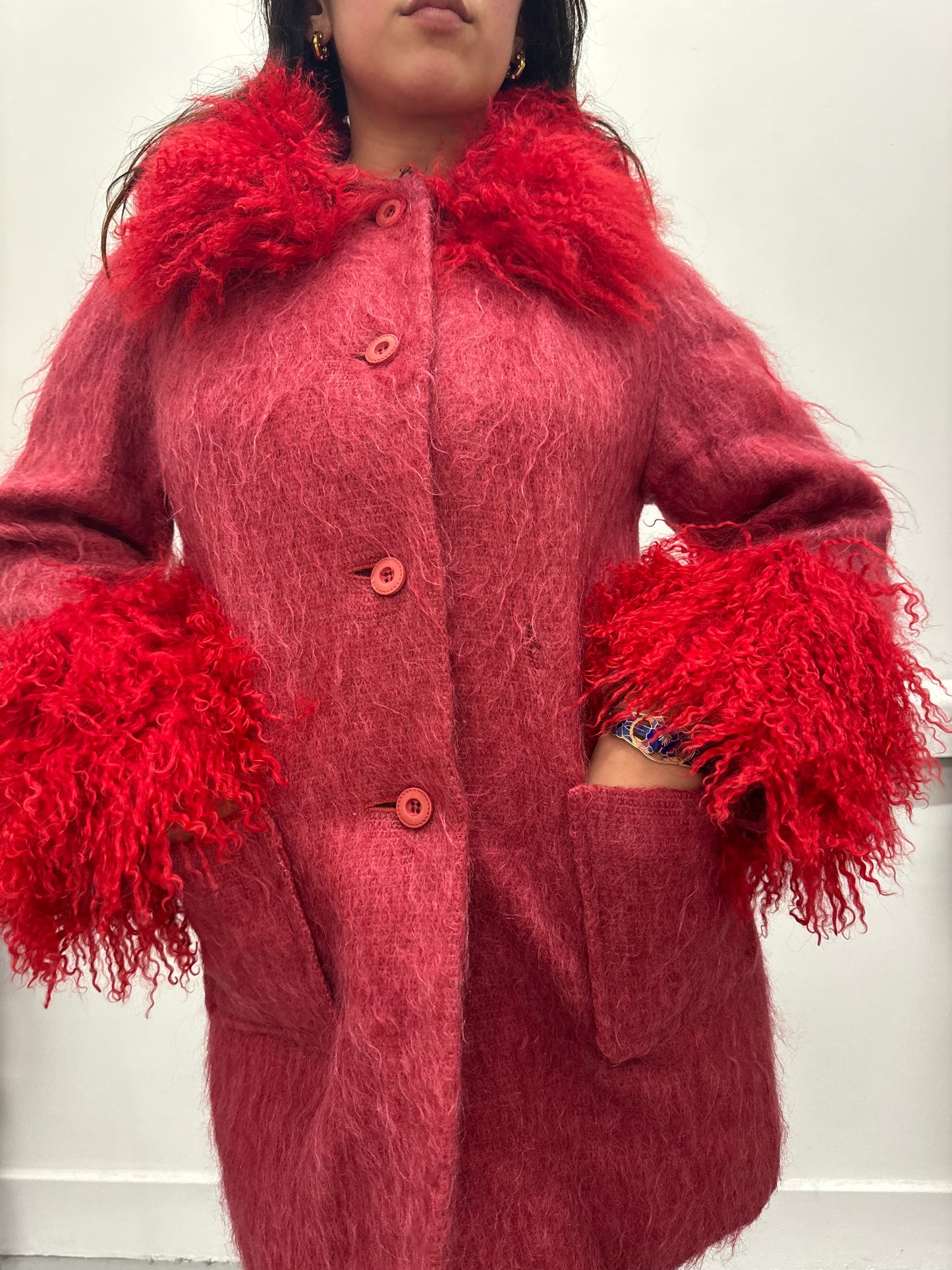 Pink and red mohair jacket