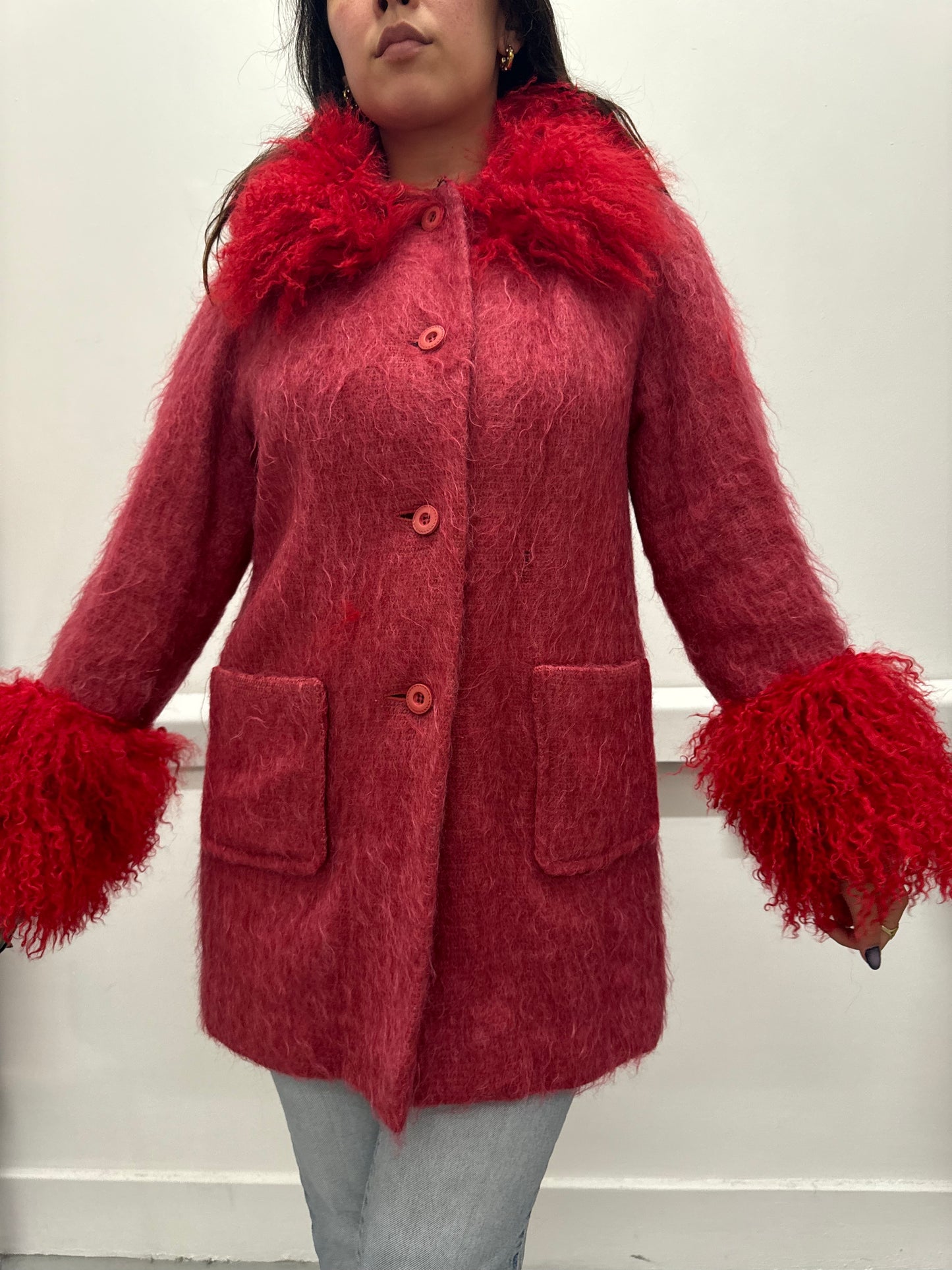 Pink and red mohair jacket