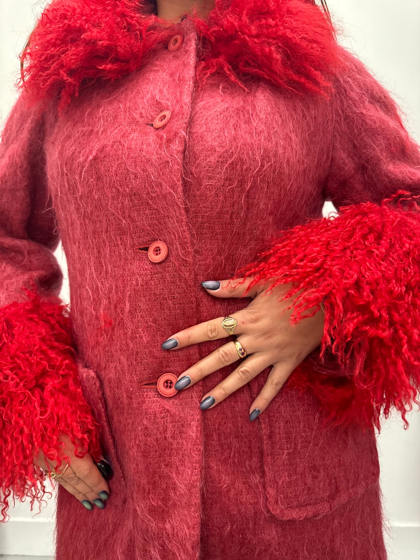 Pink and red mohair jacket