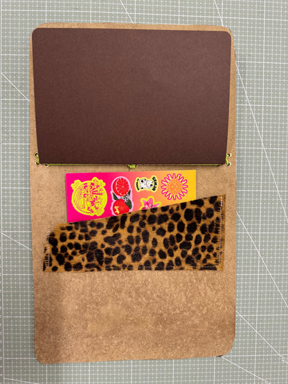 A5 leather journal cover with stars + pocket - 1/1 pieces