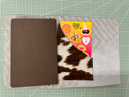 A5 leather journal cover with stars + pocket - 1/1 pieces