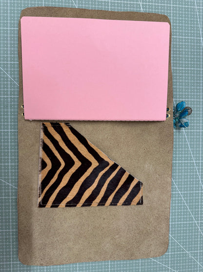 A5 Tri-fold leather journal cover with pocket - 1/1 pieces