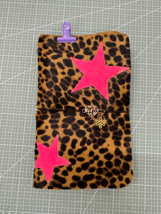 A5 leather journal cover with stars - 1/1 pieces