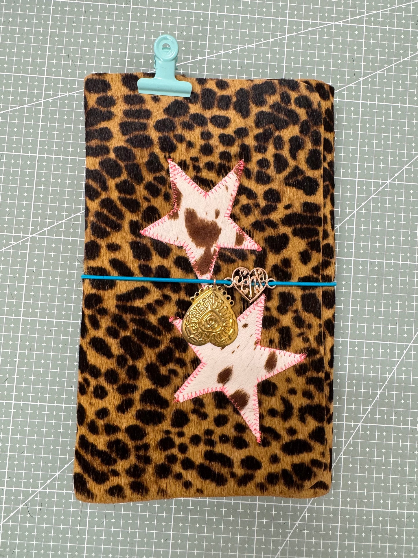 A5 leather journal cover with stars - 1/1 pieces