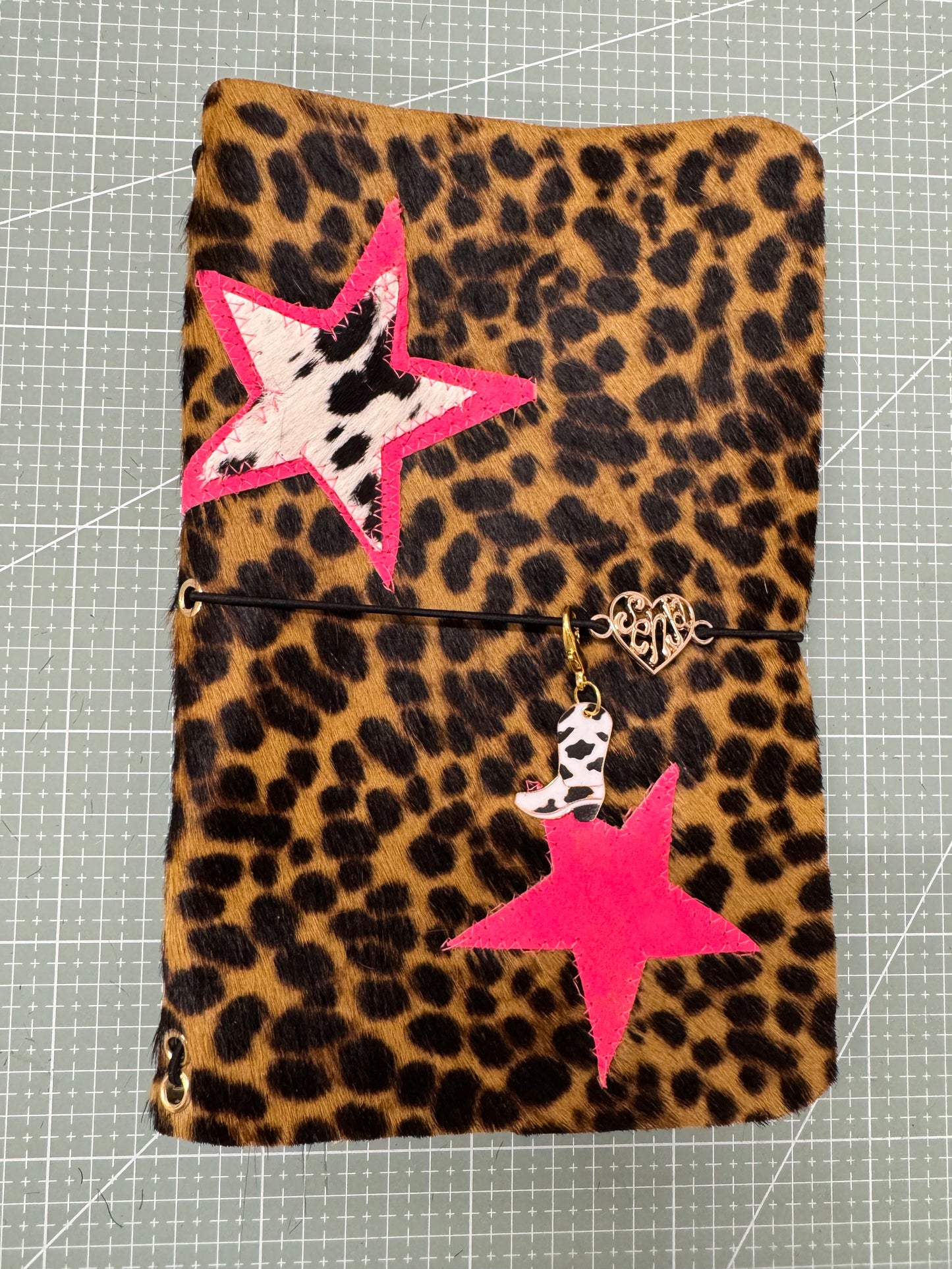 A5 leather journal cover with stars - 1/1 pieces