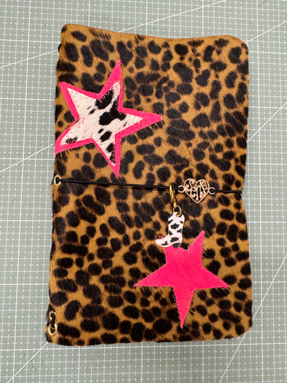 A5 leather journal cover with stars - 1/1 pieces