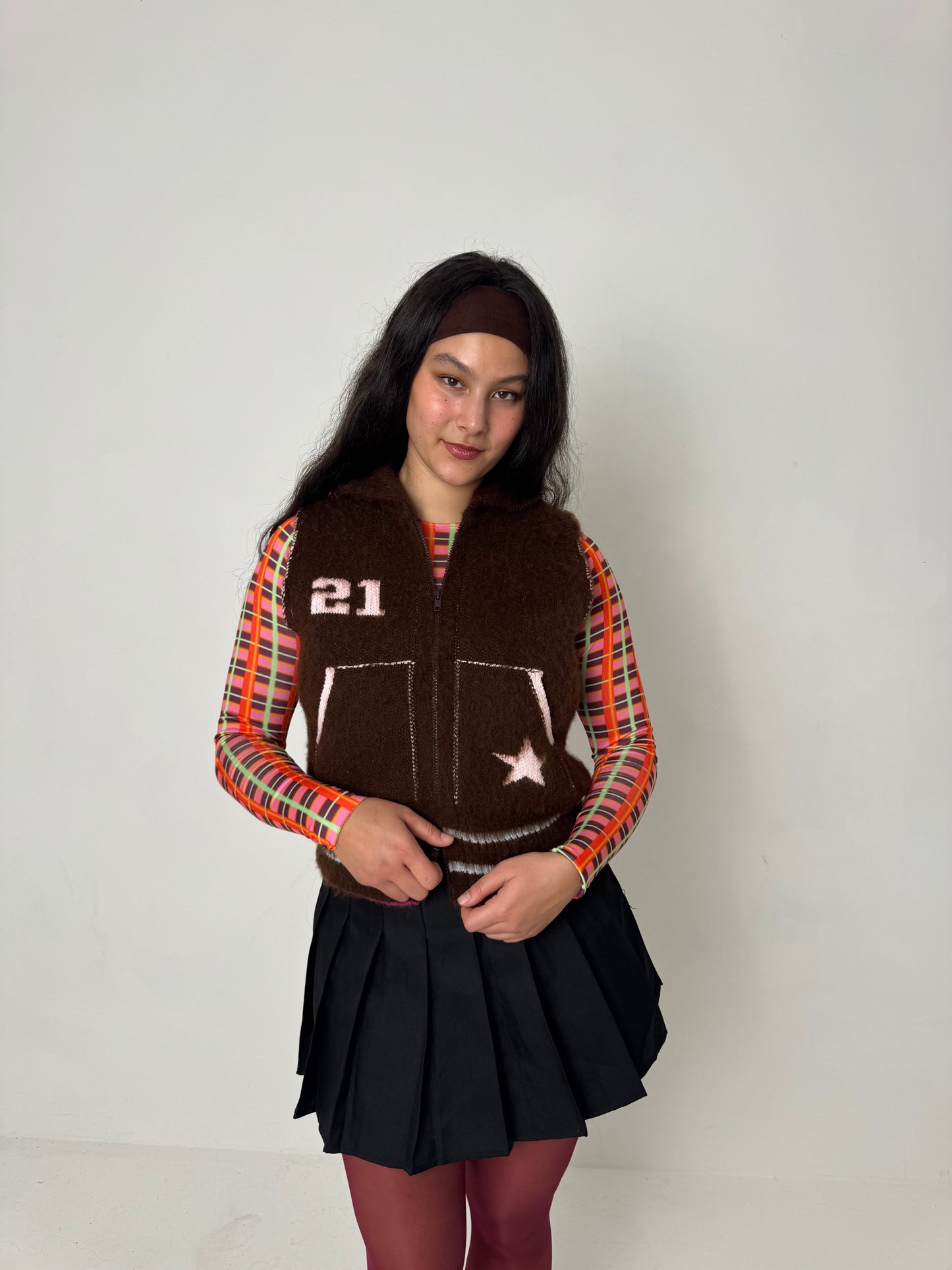 The Chocolate Brown Knit Track Jacket - Detachable Sleeves