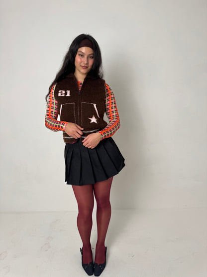 The Chocolate Brown Knit Track Jacket - Detachable Sleeves