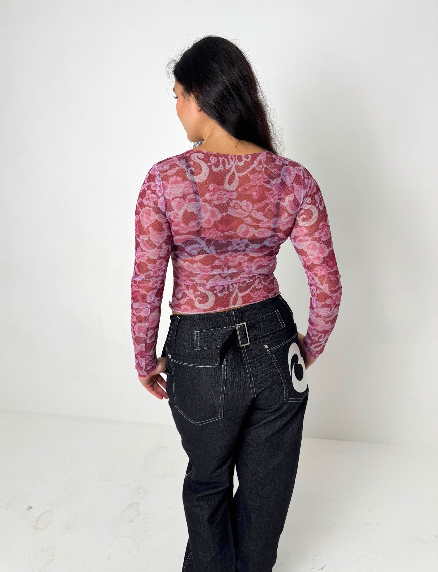 Lace Mesh Long-sleeve Top