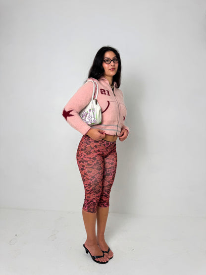 The Baby Pink Knit Track Jacket - Detachable Sleeves