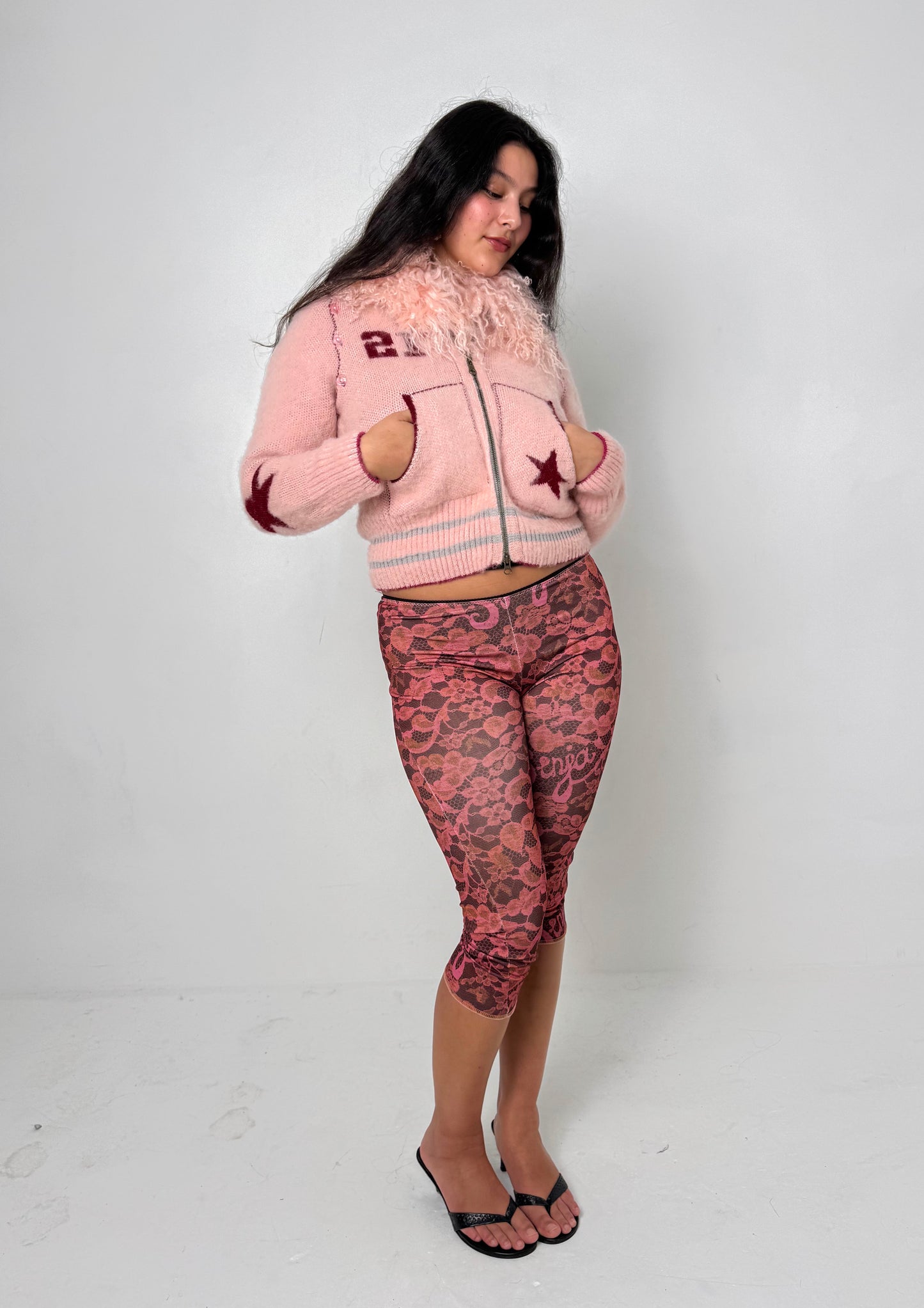 The Baby Pink Knit Track Jacket - Detachable Sleeves