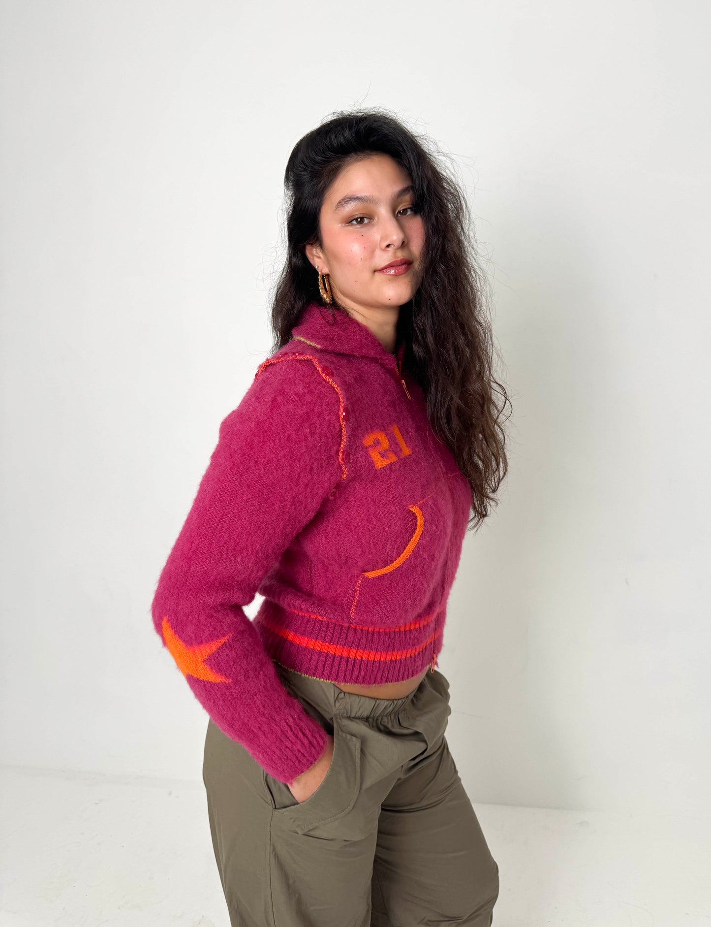 The Hot Pink Knit Track Jacket - Detachable Sleeves