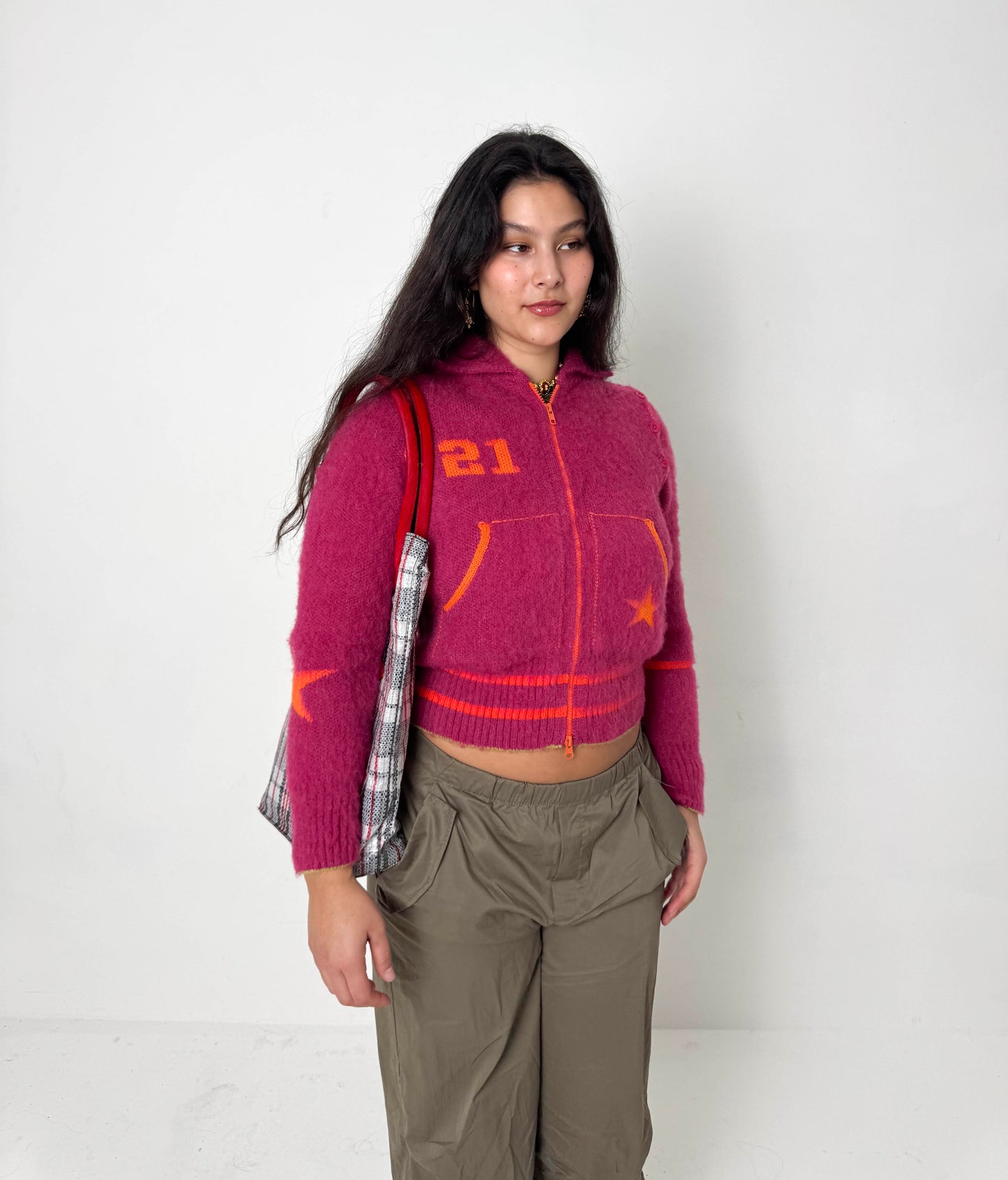 The Hot Pink Knit Track Jacket - Detachable Sleeves