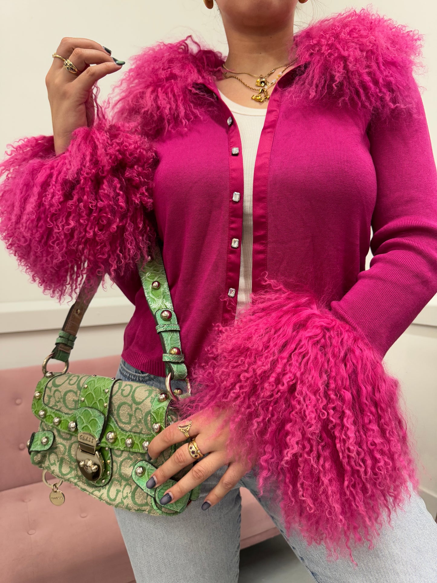 Pink silk cardie