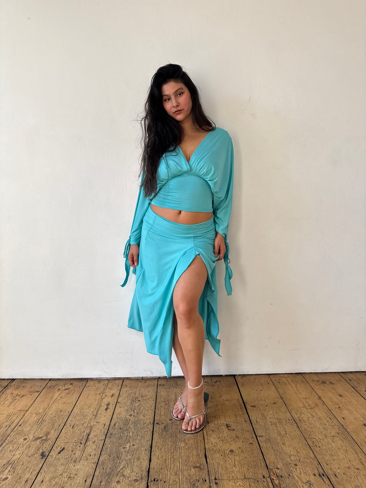 Turquoise Drape Skirt