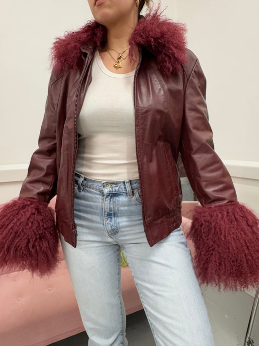 Burgundy bomber jacket