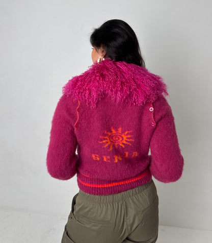 The Hot Pink Knit Track Jacket - Detachable Sleeves