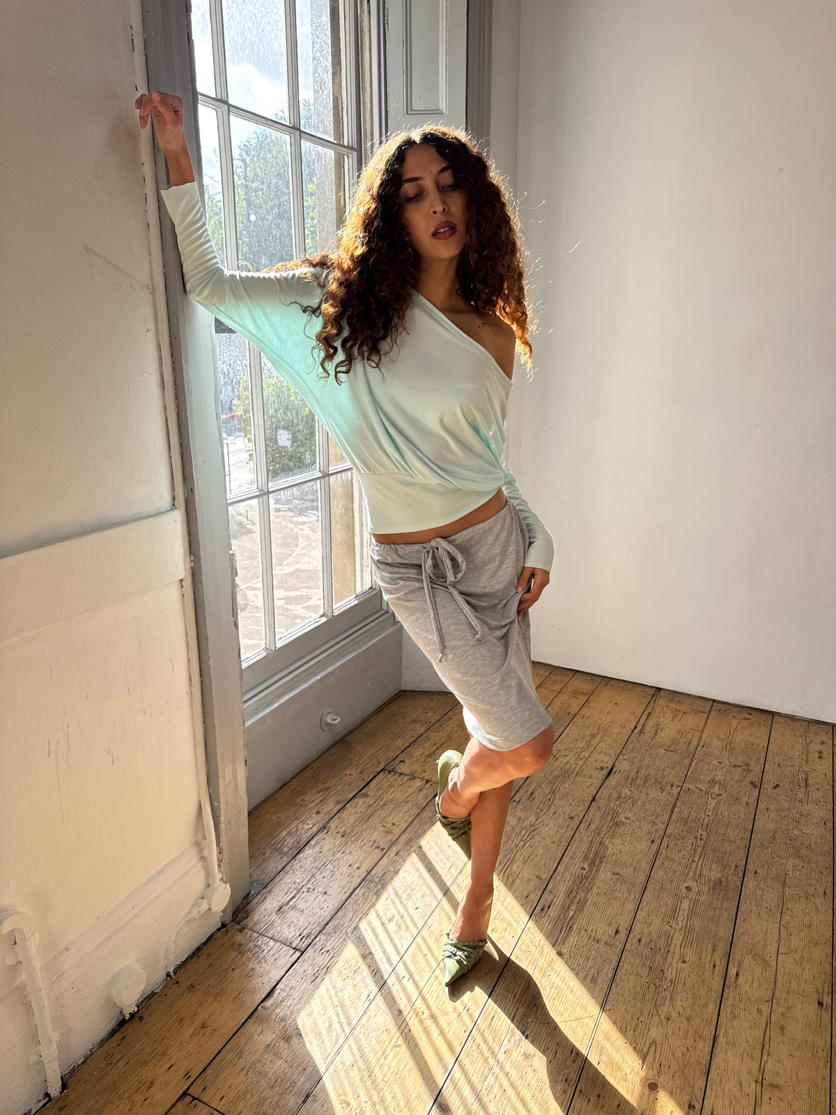 Aqua Off-Shoulder Top