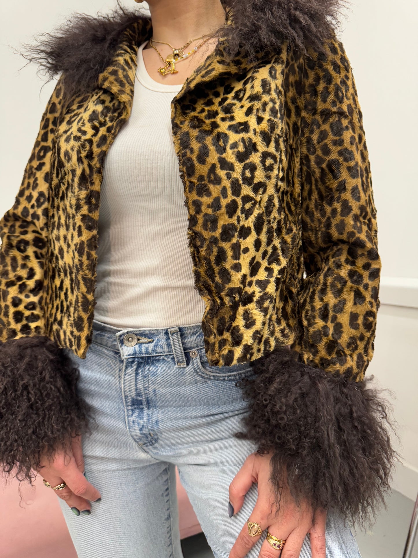 Leopard print crop jacket