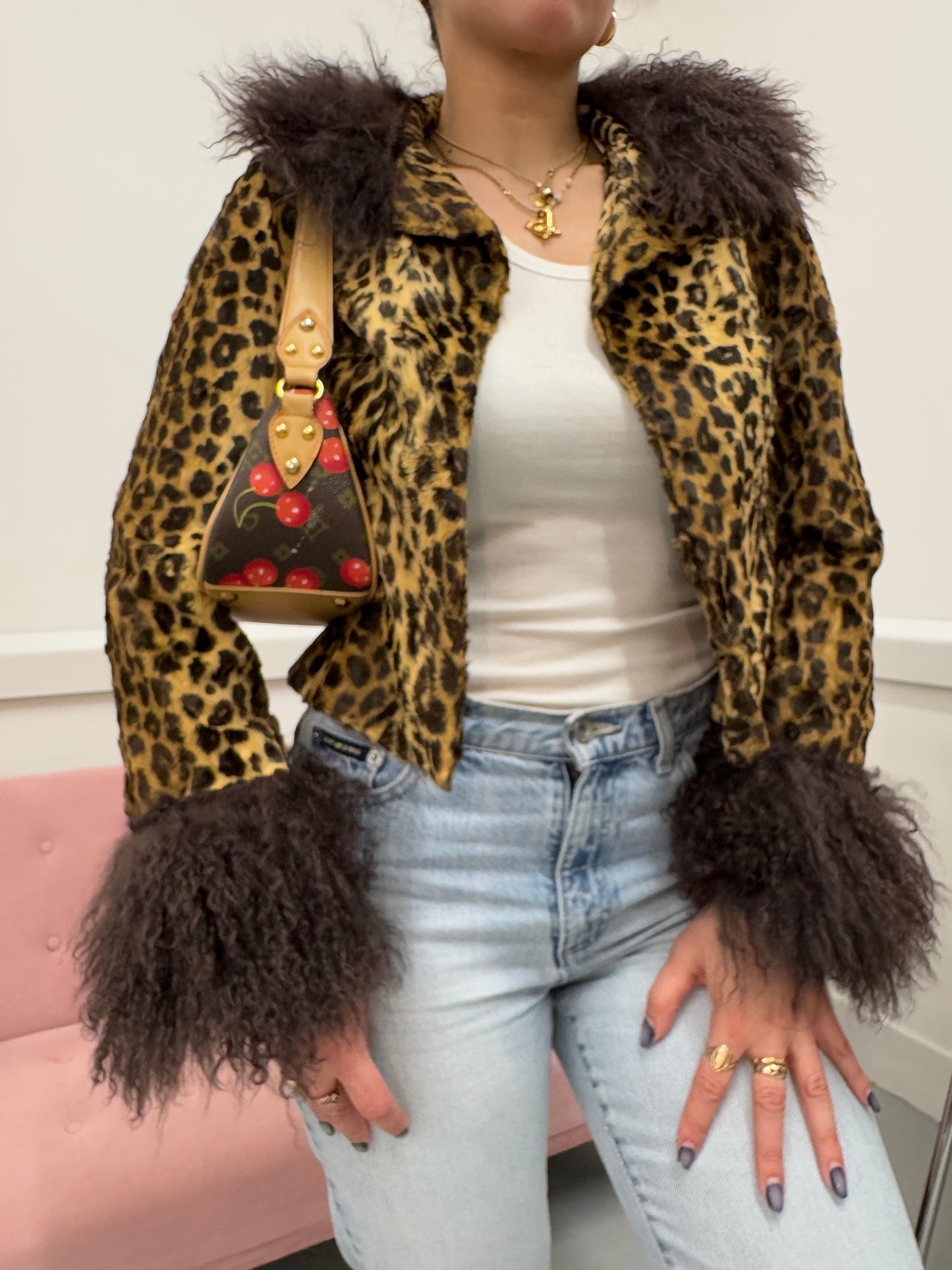 Leopard print crop jacket