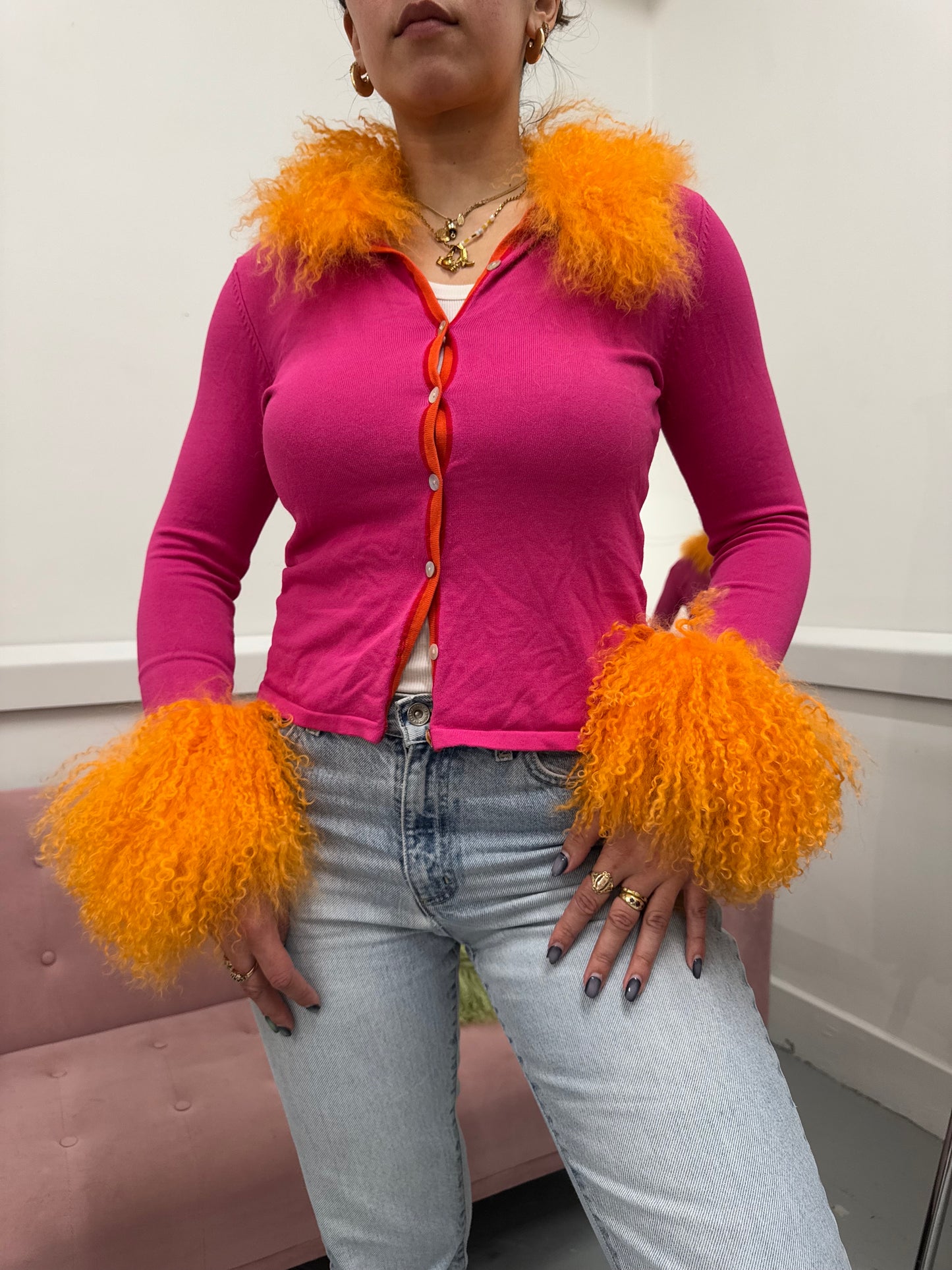 Pink and orange cardie