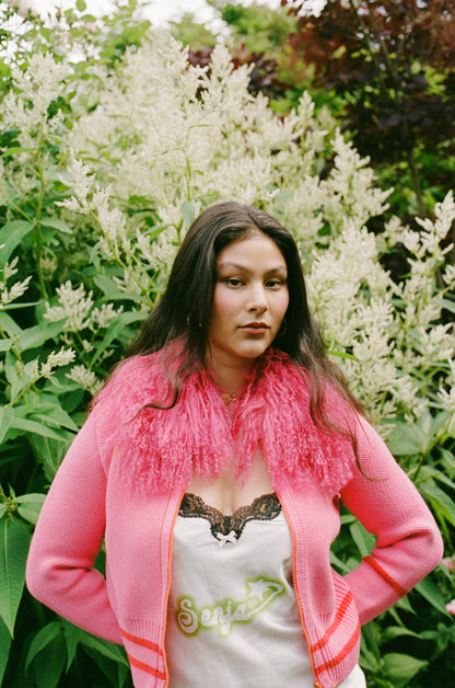 Hot Pink Knit Track Top