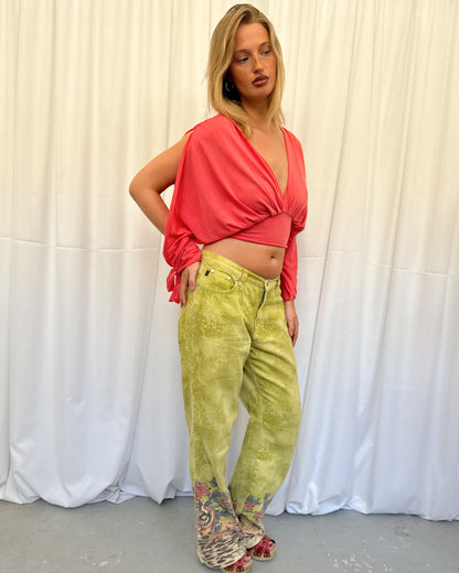 Coral Long-sleeve Drape Top